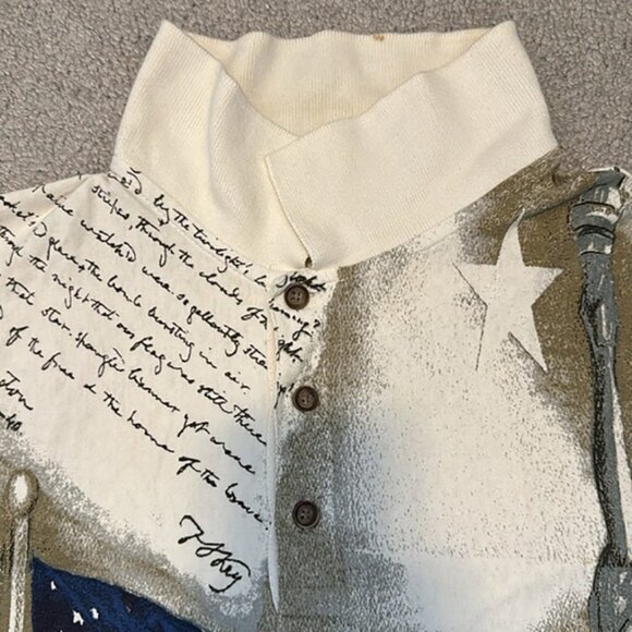 AMERICAN SUMMER CLOTHING COMPANY A Flag SOL AOP Beige Polo Shirt in Large - Picture 4 of 5